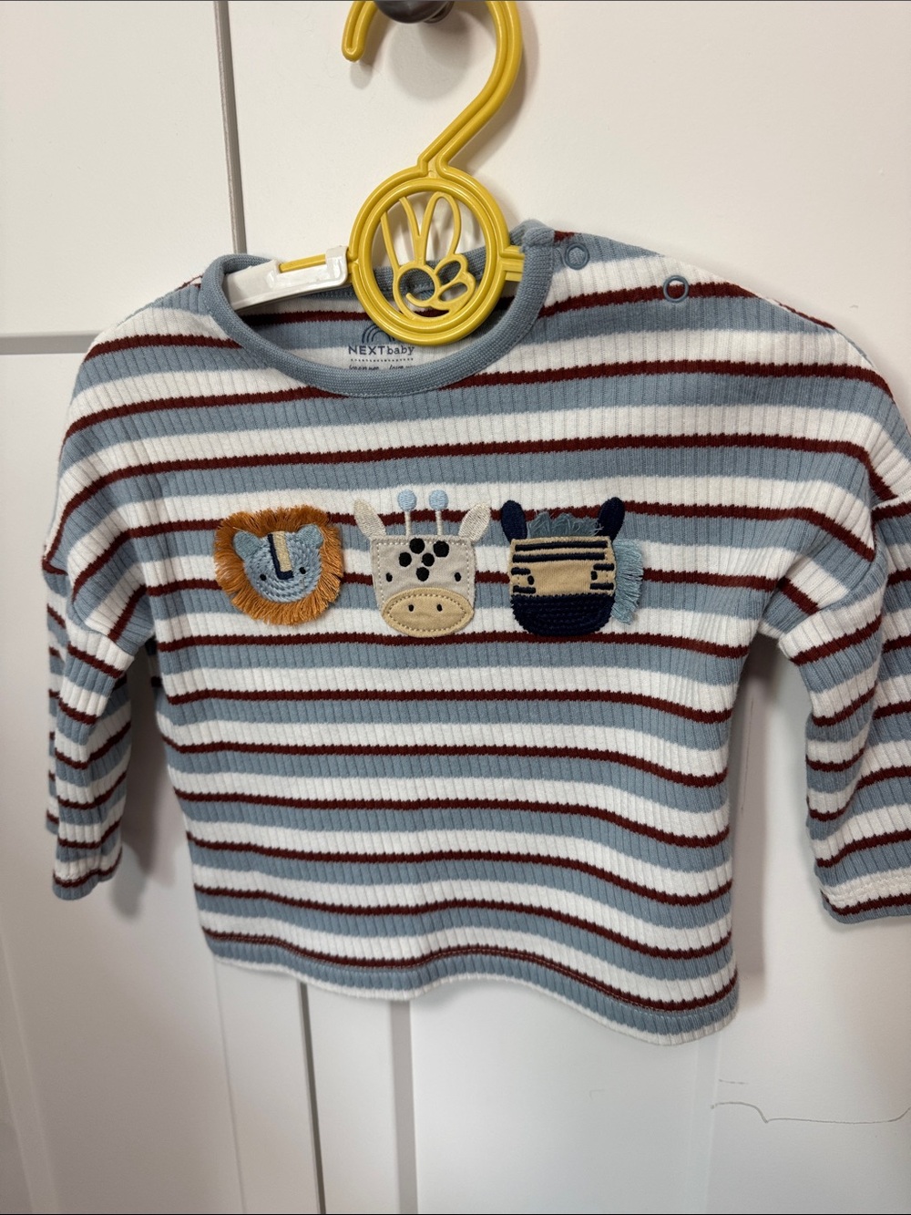Next Direct Light Blue Striped Long Sleeve Top with Animal Appliqués & Pants